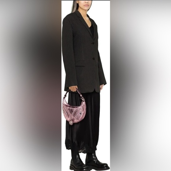 Versace Small Repeat Metallic-Effect Shoulder Bag - Picture 6 of 9